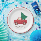 クリスマスモダンツリーClaとメリークリスマスカー ペーパープレート (パーティー)