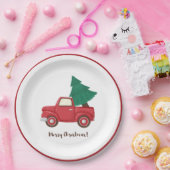 クリスマスモダンツリーClaとメリークリスマスカー ペーパープレート (パーティー)