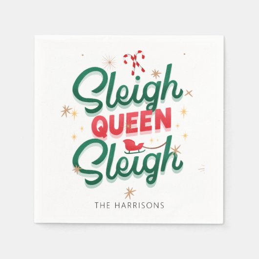 クリスマスモダンノベルティスレイクイーンズレー引用文 スタンダードカクテルナプキン (正面)