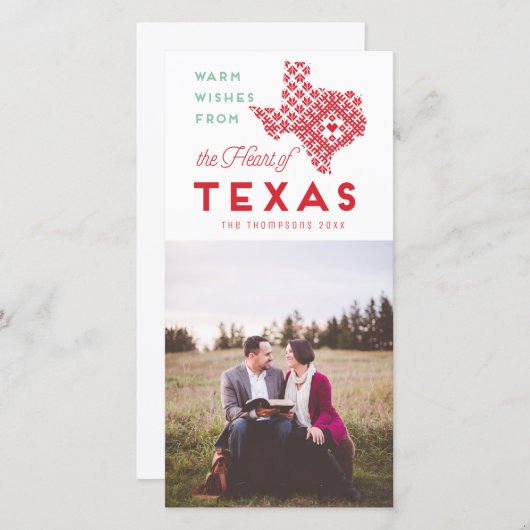 クリスマスモダンハートのテキサス州写真の挨拶 シーズンカード (正面/裏面)