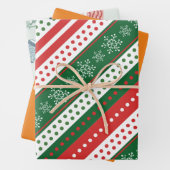 クリスマスモダンパターンかわいいオレンジ色の赤い緑 ラッピングペーパーシート (インサイチュ)