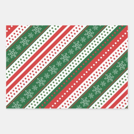 クリスマスモダンパターンかわいいオレンジ色の赤い緑 ラッピングペーパーシート (正面)