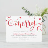 クリスマスモダンパーティーおもしろい赤タイポグラフィBE メリー シーズンカード (スタンド正面)