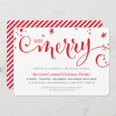 クリスマスモダンパーティーおもしろい赤タイポグラフィBE メリー シーズンカード (正面/裏面)