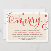 クリスマスモダンパーティーおもしろい赤タイポグラフィBE メリー シーズンカード (正面)