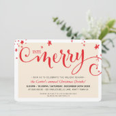 クリスマスモダンパーティーおもしろい赤タイポグラフィBE メリー シーズンカード (スタンド正面)