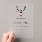 クリスマスモダンパーティーおもしろい霜トナカイ アクリル招待状 (インサイチュ (ポータブル))