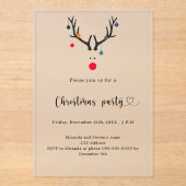 クリスマスモダンパーティーおもしろい霜トナカイ アクリル招待状 (正面)