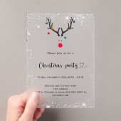クリスマスモダンパーティーおもしろい霜トナカイ アクリル招待状 (インサイチュ (ポータブル))