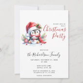 クリスマスモダンパーティーかわいいペンギンクリスマス 招待状 (正面)