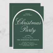 クリスマスモダンパーティーアーチグリーン招待状 シーズンカード (正面/裏面)