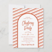 クリスマスモダンパーティーアーチブライトレッドキャンディーケーン 招待状 (正面)