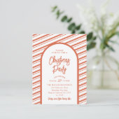 クリスマスモダンパーティーアーチブライトレッドキャンディーケーン 招待状 (スタンド正面)