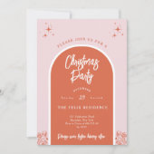 クリスマスモダンパーティーアーチ（ピンクと赤） 招待状 (正面)