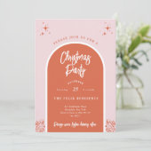 クリスマスモダンパーティーアーチ（ピンクと赤） 招待状 (スタンド正面)