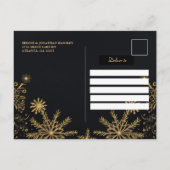 クリスマスモダンパーティーエレガントブラックホリデイ インビテーションポストカード (裏面)