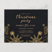 クリスマスモダンパーティーエレガントブラックホリデイ インビテーションポストカード (正面)