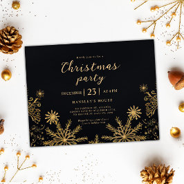 クリスマスモダンパーティーエレガントブラックホリデイ インビテーションポストカード