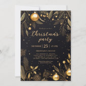 クリスマスモダンパーティーエレガント金ゴールド 招待状 (正面)