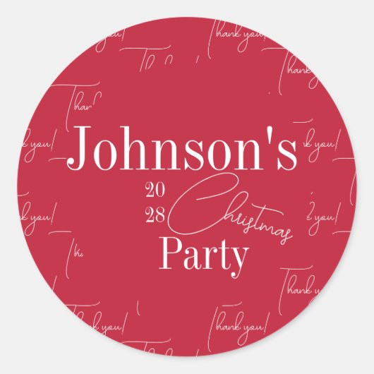 クリスマスモダンパーティーレッド ラウンドシール (正面)