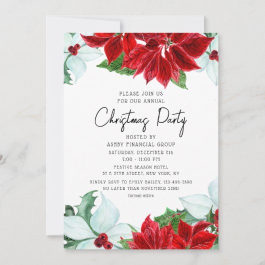 クリスマスモダンパーティー企業のホリデーパーティー 招待状 (正面)