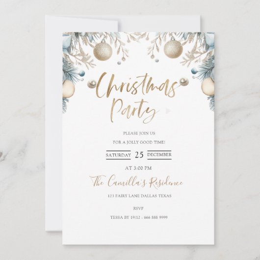 クリスマスモダンパーティー暖かいクリスマス招待状 招待状 (正面)