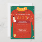 クリスマスモダンパーティー醜いセーター同僚 招待状 (正面)