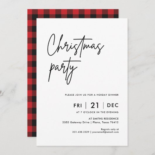 クリスマスモダンパーティー | ホリデーディナー招待状 招待状 (正面/裏面)
