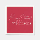 クリスマスモダンファミリー赤メリークリスマスパーティー スタンダードカクテルナプキン (正面)