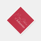 クリスマスモダンファミリー赤メリークリスマスパーティー スタンダードカクテルナプキン (角)