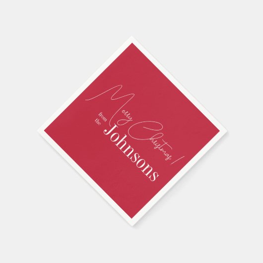 クリスマスモダンファミリー赤メリークリスマスパーティー スタンダードカクテルナプキン (角)