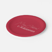 クリスマスモダンファミリー赤メリークリスマスパーティー ペーパープレート (アングル)