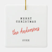 クリスマスモダンミニマルヴィンテージ家族の写真 セラミックオーナメント (裏面)