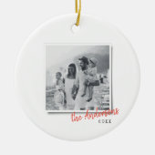 クリスマスモダンミニマルヴィンテージ家族の写真 セラミックオーナメント (正面)