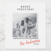クリスマスモダンミニマルヴィンテージ家族の写真 ワインラベル (シングルラベル)