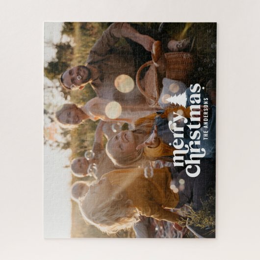 クリスマスモダンミニマル写真コラージギフトユニーク ジグソーパズル (縦)