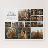 クリスマスモダンミニマル写真コラージギフトユニーク ジグソーパズル (横)