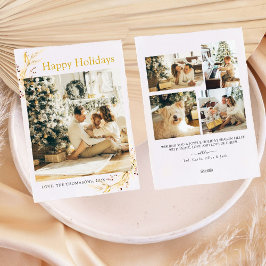 クリスマスモダンミニマル金ゴールド家族写真 シーズンカード