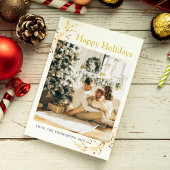 クリスマスモダンミニマル金ゴールド家族写真 シーズンカード