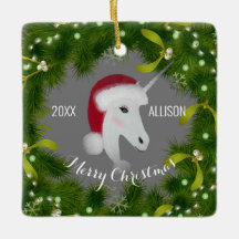 クリスマスモダンユニコーンかわいいグリーンリースガールズ