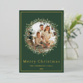 クリスマスモダンリースエレガント金ゴールドホリデーカード 箔シーズンカード (立ち正面)