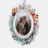 クリスマスモダンリース |と結婚した写メリー真 オーナメントカード (左)