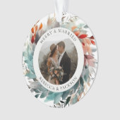 クリスマスモダンリース |と結婚した写メリー真 オーナメント (正面)