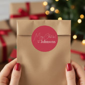 クリスマスモダンレッド家族 ラウンドシール