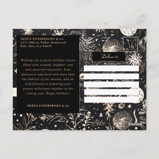 クリスマスモダン企業のビジネスホリデーパーティー ポストカード (裏面)
