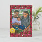 クリスマスモダン休暇フォトメッセージパインコーン シーズンカード (スタンド正面)