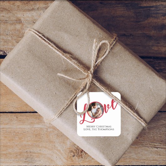 クリスマスモダン写真の書道シンプルかわいい スクエアシール