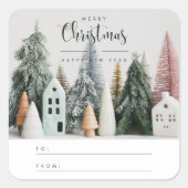 クリスマスモダン冬雪の村から スクエアシール (正面)
