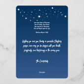 クリスマスモダン出生ミニマルラインアートブルー 箔シーズンカード (裏面)