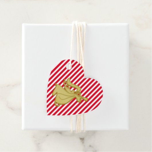 クリスマスモダン天使ストライプ赤い白金ゴールド フェイバータグ (インサイチュ)